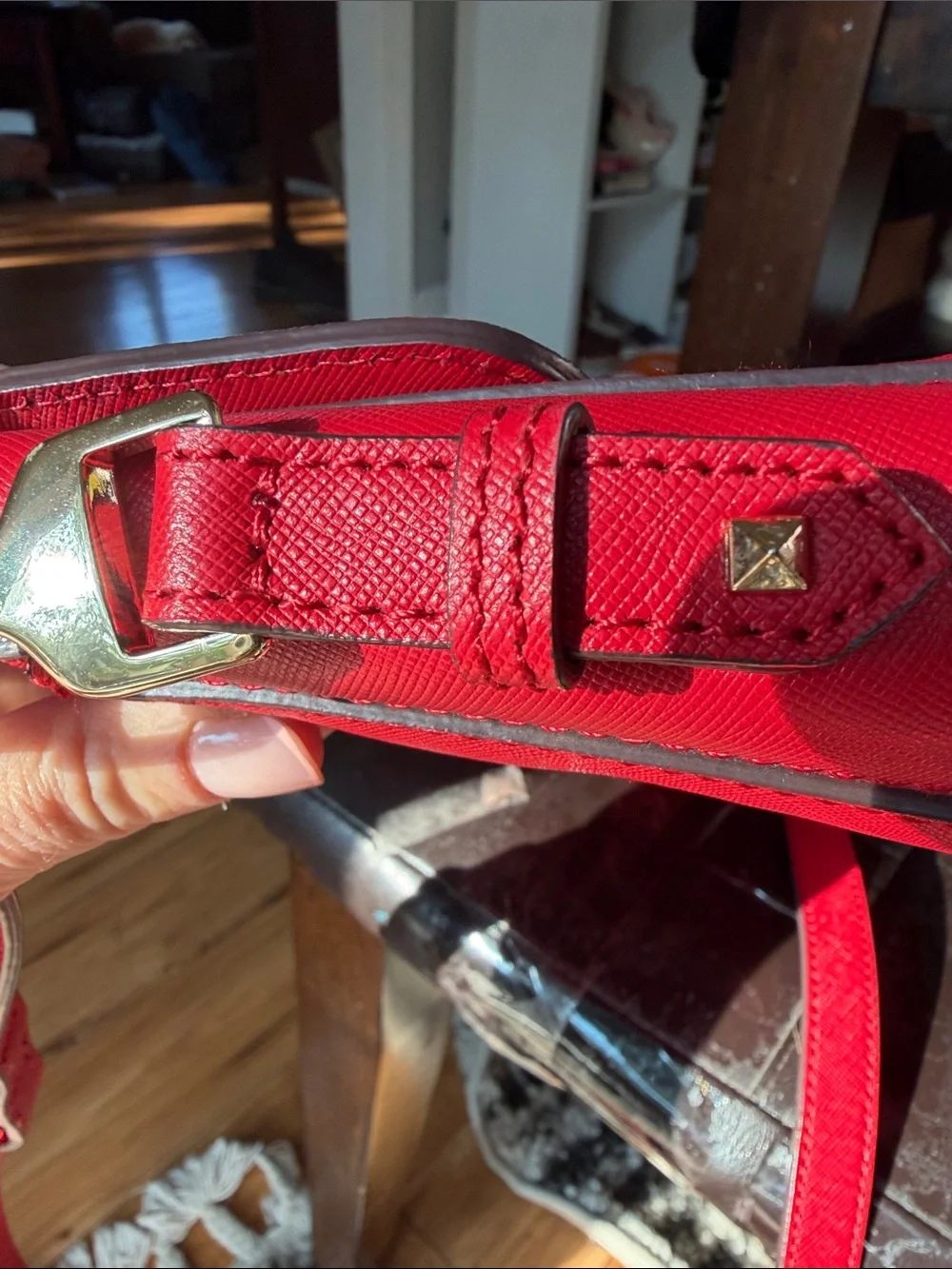 Ann Taylor Red Women's Structured Satchel Bag with Gold Hardware NWT $178